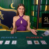 Casino live-dealer table with multiple camera feeds and professional dealers